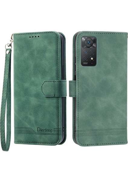 Xiaomi Redmi Için Dierfeng Df-03 Note 12 Pro 4g/11 Pro 4g (Mediatek)/note 11 Pro 5g (Qualcomm) Telefon Kılıfı Pu Deri Çizgileri Baskılı Telefon Cüzdan Kapak Yeşili (Yurt Dışından) fiyatları