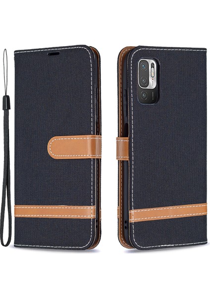 Xiaomi Redmi Için Note 10 5g/poco M3 Pro 4g/poco M3 Pro 5g Kot Pantolon Ekleme Deri Cüzdan Standı Telefon Kapağı-Black (Yurt Dışından) fiyatları