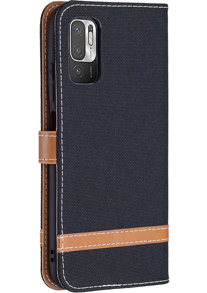 Xiaomi Redmi Için Note 10 5g/poco M3 Pro 4g/poco M3 Pro 5g Kot Pantolon Ekleme Deri Cüzdan Standı Telefon Kapağı-Black (Yurt Dışından) indirimleri