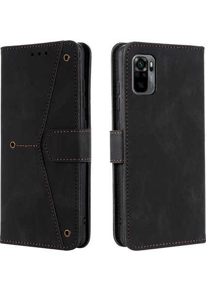 Perçin Dekor Cilt Duygu Birleştirme Deri Cüzdan Xiaomi Poco M5S 4g/redmı Note 10 4g/not 10S 4g-Black Için (Yurt Dışından) fiyatları