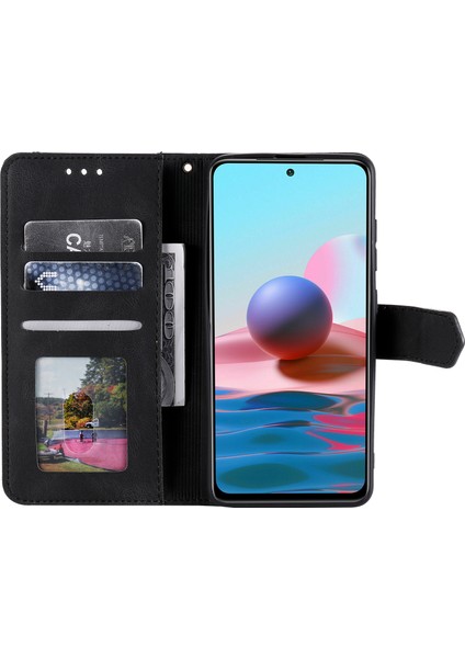 Perçin Dekor Cilt Duygu Birleştirme Deri Cüzdan Xiaomi Poco M5S 4g/redmı Note 10 4g/not 10S 4g-Black Için (Yurt Dışından) indirimleri