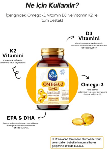 Dr.Henri Balık Yağı Içeren Omega-3 D3 & K2 Vitamin Kapsül Takviye Edici Gıda 9