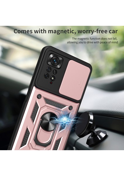 Xiaomi Redmi Için Note 12 Pro 4g/11 Pro 4g (Mediatek)/note 11 Pro 5g (Qualcomm) Pc+Tpu Hibrid Slayt Kamera Kapağı Dahili Metal Sayfa Cep Telefonu Kickstand-Gold ile (Yurt Dışından) fırsatları