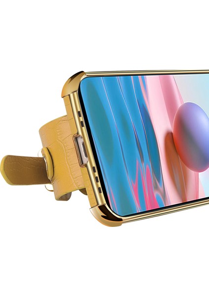 6d Elektroklokal Bilek Kayışı Tasarımı Timsah Pu Dokulu Topu Tpu Hibrit Telefon Kapak Kılıfı Xiaomi Redmi Not 10 4g/not 10S/POCO M5S 4g-Orange (Yurt Dışından) fırsatları