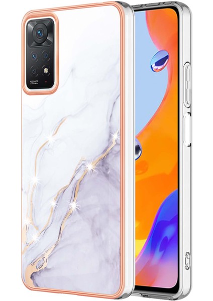 Xiaomi Redmi Için Note 12 Pro 4g/11 Pro 4g (Mediatek)/note 11 Pro 5g (Qualcomm) Elektrumramalı Çerçeve Imd Kılıf Kılıfı Mermer Desen Yumuşak Tpu Telefon Kapak-White 006 (Yurt Dışından)