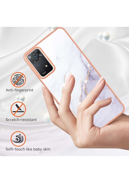 Xiaomi Redmi Için Note 12 Pro 4g/11 Pro 4g (Mediatek)/note 11 Pro 5g (Qualcomm) Elektrumramalı Çerçeve Imd Kılıf Kılıfı Mermer Desen Yumuşak Tpu Telefon Kapak-White 006 (Yurt Dışından) fiyatları