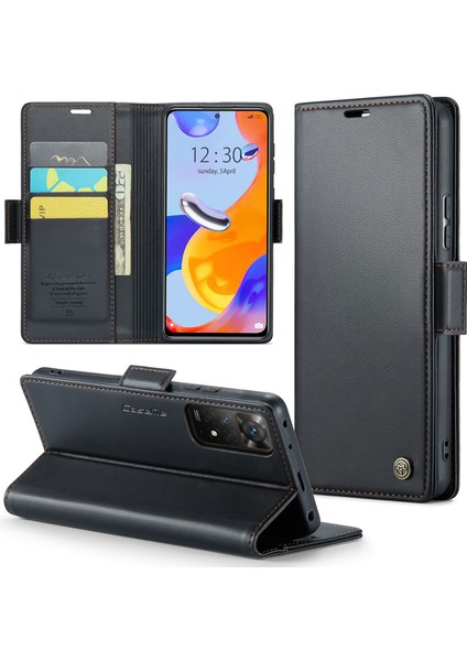 Xiaomi Redmi Için Deri Kılıf Not 11 Pro 4g (Mediatek)/note 11 Pro 5g (Qualcomm)/note 12 Pro 4g Rfıd Engelleme Telefon Kapak Black (Yurt Dışından)