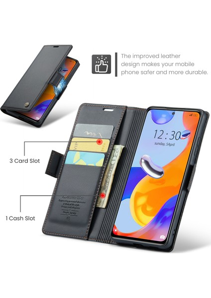 Xiaomi Redmi Için Deri Kılıf Not 11 Pro 4g (Mediatek)/note 11 Pro 5g (Qualcomm)/note 12 Pro 4g Rfıd Engelleme Telefon Kapak Black (Yurt Dışından) indirimleri