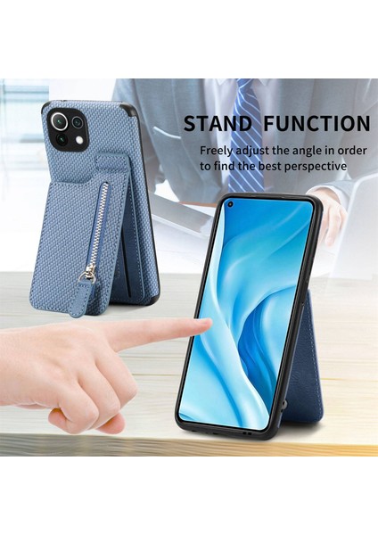 Xiaomi Mi Için Telefon Cüzdan Kılıfı 11 Lite 4g/5g/11 Lite 5g Ne, Aşınmaya Dayanıklı Manyetik Kapanma Kartı Tutucu Fermuar Cep Telefonu Kapağı Kickstand-Black (Yurt Dışından)