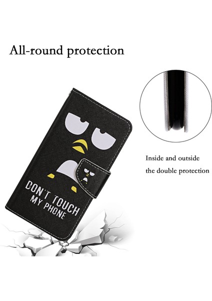 Desen Baskı Pu Deri Stand Kılıfı Xiaomi Poco X4 Pro 5g, Çapraz Doku Manyetik Toka Cüzdan Telefon Kapağı Strap-Penguin ile (Yurt Dışından)