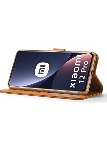 Xiaomi 12 Pro 5G/12S Pro 5g/12 Pro (Boyut) 5g Yumru Dövüşlü Dokulu Pu Deri Flip Folio Stand Cüzdan Kılıf Mobil Telefon Kılıfı Kapak Light Brown (Yurt Dışından) modelleri
