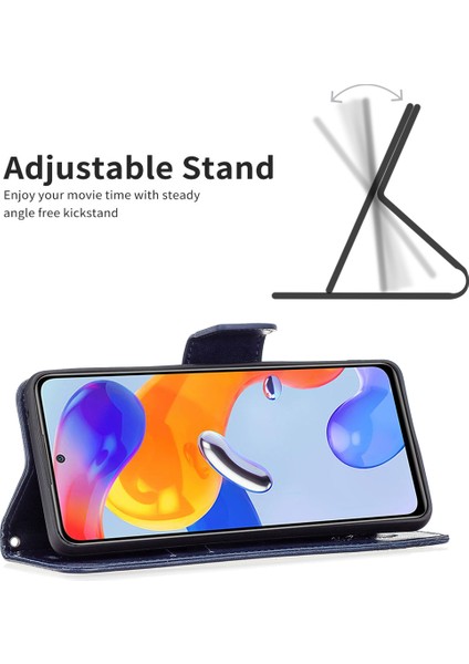 Xiaomi Redmi Için Note 12 Pro 4g/11 Pro 4g (Mediatek)/note 11 Pro 5g (Qualcomm) Kelebekler Baskılı Ayarlanabilir Stand Cüzdanı Telefon Deri Kapak-Dark Mavi (Yurt Dışından) fırsatları