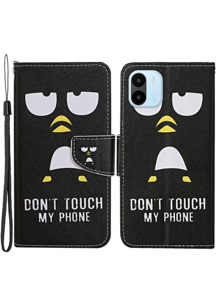Xiaomi Için Redmi A1 4g/a2 4g Çapraz Doku Pu Pu Deri Deri Cüzdan Desen Desen Baskı Stand Manyetik Toka Flip Kapak Strap-Penguin ile (Yurt Dışından)