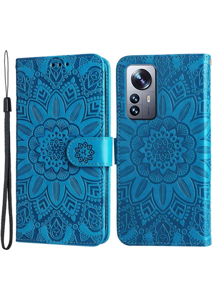 Xiaomi 12 Pro 5g/12 Pro (Boyutluk) 5G/12S Pro 5g Çizgiye Dönüş Anti-Çizelge Pu Deri Deri Stand Telefon Kılıf Cüzdan Koruyucu Telefon Kapak Mavisi (Yurt Dışından)