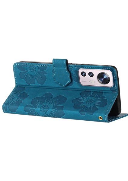 Xiaomi 12 Pro 5g/12 Pro (Boyut) Için 5G/12S Pro 5g Telefon Deri Kılıf Çiçekleri Baskılı Stand Cüzdan Kapak Blue (Yurt Dışından) fırsatları