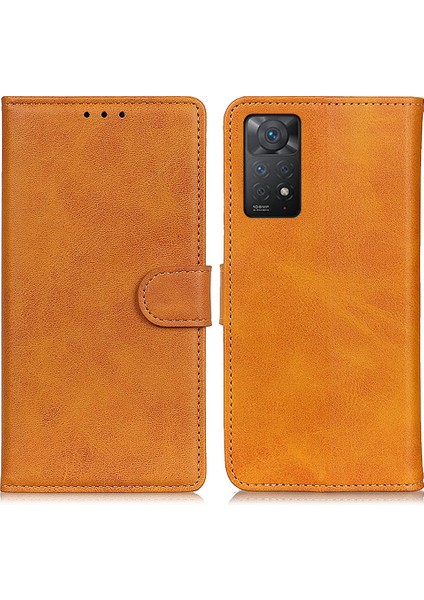 Xiaomi Redmi Için Note 12 Pro 4g/11 Pro 4g (Mediatek)/note 11 Pro 5g (Qualcomm) Dokulu Pu Deri Folio Kılıf Stand Standı Cüzdan Manyetik Flip Kapak-Brown (Yurt Dışından)