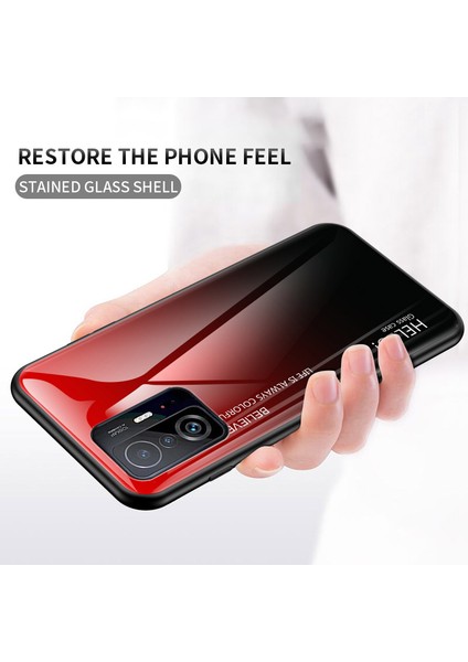 Gradyan Renk Anti-Çizelge Temperli Cam Hibrit Telefon Kılıfı, Xiaomi 11T/11T Pro-Gradyan Siyah Gri (Yurt Dışından) fiyatları