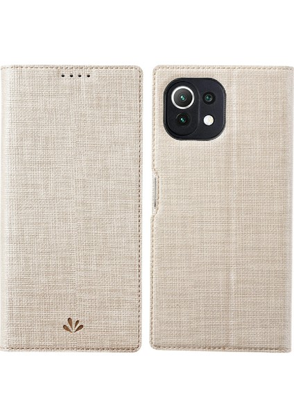 Deri Koruyucu Stand Kapağı Kart Tutucu ile Xiaomi Mi 11 Lite 4g/5g/11 Lite 5g Ne-Gold (Yurt Dışından)