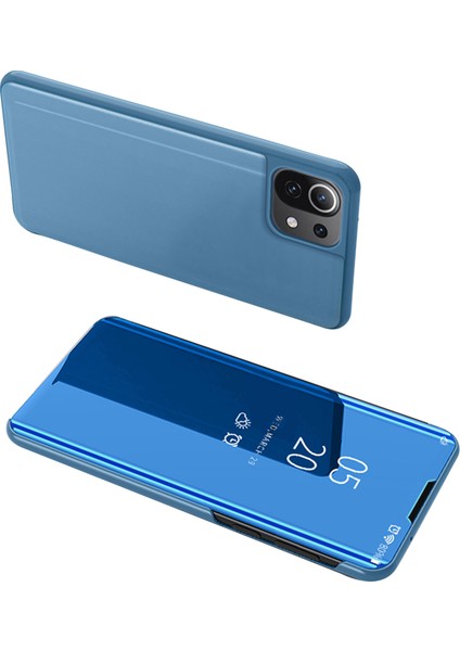 Kaplamalı Ayna Yüzey Foli Flip Deri Deri Stand Kılıfı Xiaomi Mi 11 Lite 4g/5g/11 Lite 5g Ne-Sky Blue (Yurt Dışından)