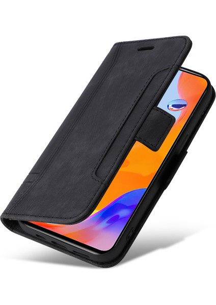 Xiaomi Redmi Için Note 12 Pro 4g/11 Pro 4g (Mediatek)/note 11 Pro 5g (Qualcomm)/note 11E Pro 5g Pu Deri Dikiş Dikiş Hattı Telefon Kılıfı Cüzdan Stand Kapak Black (Yurt Dışından) indirimleri
