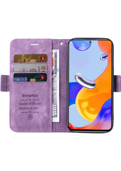 Xiaomi Redmi Için Note 12 Pro 4g/11 Pro 4g (Mediatek)/note 11 Pro 5g (Qualcomm)/note 11E Pro 5g Pu Deri Dikiş Dikiş Hattı Telefon Kılıfı Stand Stand Kapak Morası (Yurt Dışından) fiyatları