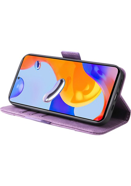 Xiaomi Redmi Için Note 12 Pro 4g/11 Pro 4g (Mediatek)/note 11 Pro 5g (Qualcomm)/note 11E Pro 5g Pu Deri Dikiş Dikiş Hattı Telefon Kılıfı Stand Stand Kapak Morası (Yurt Dışından) modelleri