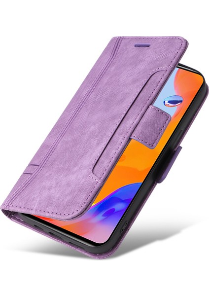 Xiaomi Redmi Için Note 12 Pro 4g/11 Pro 4g (Mediatek)/note 11 Pro 5g (Qualcomm)/note 11E Pro 5g Pu Deri Dikiş Dikiş Hattı Telefon Kılıfı Stand Stand Kapak Morası (Yurt Dışından) indirimleri