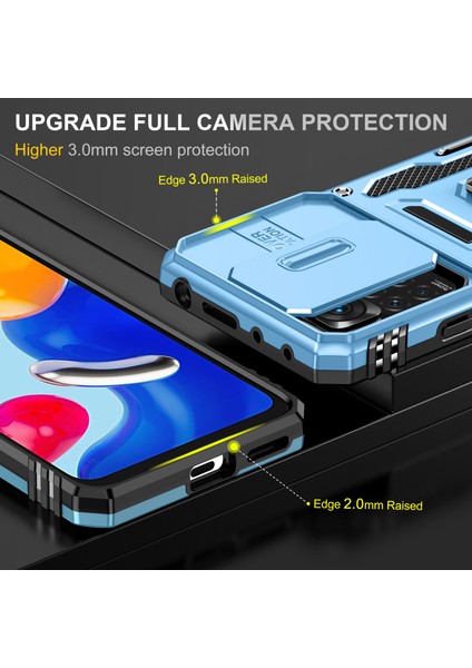 Xiaomi Redmi Için Zırh Serisi Note 12 Pro 4g/11 Pro 4g (Mediatek)/note 11 Pro 5g (Qualcomm) Slayt Kamera Koruma Kılıfı Kickstand Pc+Tpu Etkiye Dayanıklı Kapak Sky Blue (Yurt Dışından) modelleri