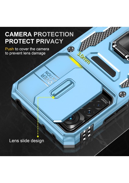 Xiaomi Redmi Için Zırh Serisi Note 12 Pro 4g/11 Pro 4g (Mediatek)/note 11 Pro 5g (Qualcomm) Slayt Kamera Koruma Kılıfı Kickstand Pc+Tpu Etkiye Dayanıklı Kapak Sky Blue (Yurt Dışından) indirimleri