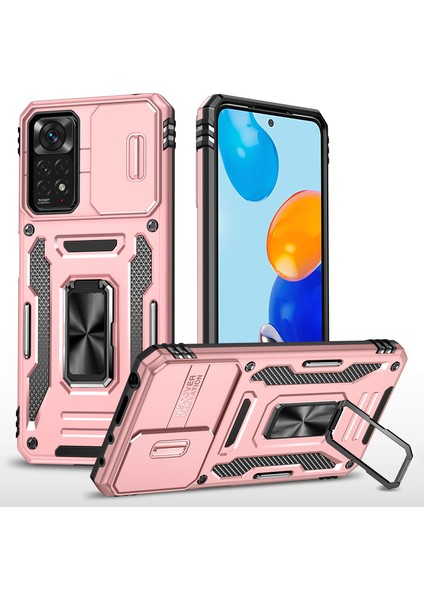 Xiaomi Redmi Için Zırh Serisi Note 12 Pro 4g/11 Pro 4g (Mediatek)/note 11 Pro 5g (Qualcomm) Slayt Kamera Koruma Kılıf Kickstand Pc+Tpu Etkiye Dayanıklı Kapak Golü Altın (Yurt Dışından)