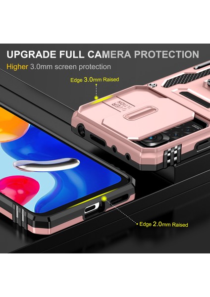 Xiaomi Redmi Için Zırh Serisi Note 12 Pro 4g/11 Pro 4g (Mediatek)/note 11 Pro 5g (Qualcomm) Slayt Kamera Koruma Kılıf Kickstand Pc+Tpu Etkiye Dayanıklı Kapak Golü Altın (Yurt Dışından) modelleri