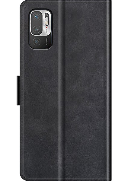 Pu Deri Cüzdan Standı Çift Toka Manyetik Kapatma Telefon Kasası Xiaomi Redmi Note 10 5g/poco M3 Pro 5g/4g-Black (Yurt Dışından) modelleri