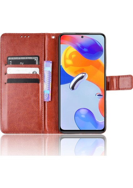 Xiaomi Redmi Nnote 12 Pro 4g/11 Pro 4g (Mediatek)/note 11 Pro 5g (Qualcomm) Çılgın At Deri Anti-Drop Telefon Kabası Stand Fonksiyon Koruyucusu Kullanışlı Kayış Kahverengi (Yurt Dışından) modelleri