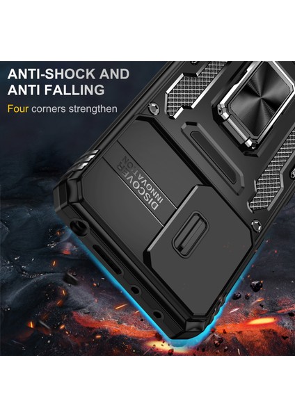 Xiaomi Redmi Için Zırh Serisi Note 12 Pro 4g/11 Pro 4g (Mediatek)/note 11 Pro 5g (Qualcomm) Slayt Kamera Koruma Kılıfı Kickstand Pc+Tpu Etkiye Dayanıklı Kapak Black (Yurt Dışından) fiyatları