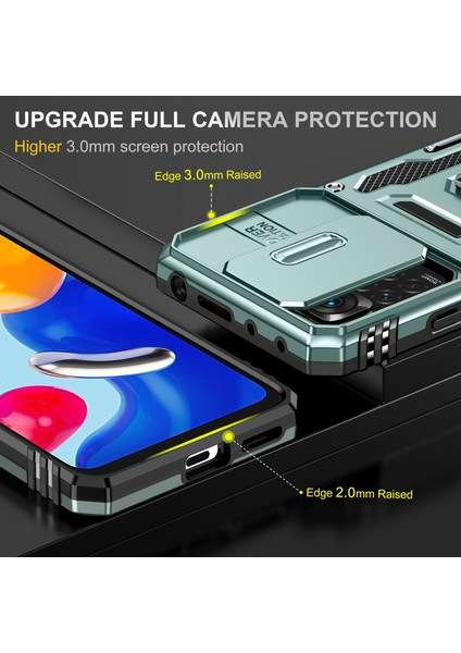 Xiaomi Redmi Için Zırh Serisi Note 12 Pro 4g/11 Pro 4g (Mediatek)/note 11 Pro 5g (Qualcomm) Slayt Kamera Koruma Kılıfı Kickstand Pc+Tpu Etkiye Dayanıklı Kapak Yeşili (Yurt Dışından) modelleri