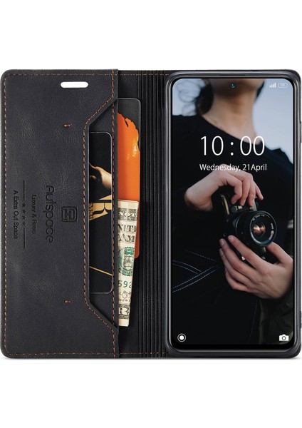 Xiaomi Poco M5S Için 4g/redmi Not 10 4g/redmi Not 10S 4g Düşme Koruması Rfıd Engelleme Manyetik Kapatma Kabuğu, Vintage Buzlu Pu Deri+Tpu Cüzdan Stand Flip Cover-Black (Yurt Dışından)