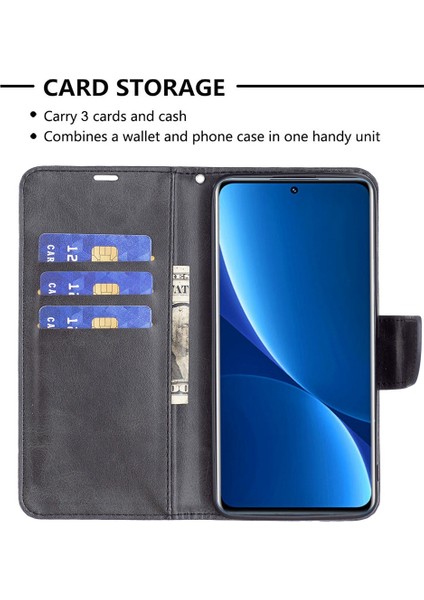 Xiaomi 12 Pro 5G/12S Pro 5g/12 Pro (Boyut) Için 5g Bırak-Kötü Cüzdan Telefon Kılıfı Pu Deri+Tpu Stand Koruyucu Kapak Black (Yurt Dışından) modelleri