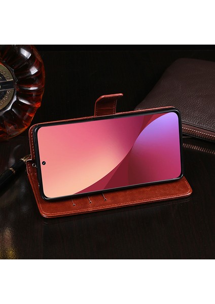 Xiaomi 12 Pro 5g /12S Pro 5g /12 Pro (Boyut) 5g Şok Geçirmez Çılgın At Dokusu Cep Telefonu Flip Koruyucu Kapak Pu Deri+Tpu Stand Cüzdan Kılıfı (Yurt Dışından)