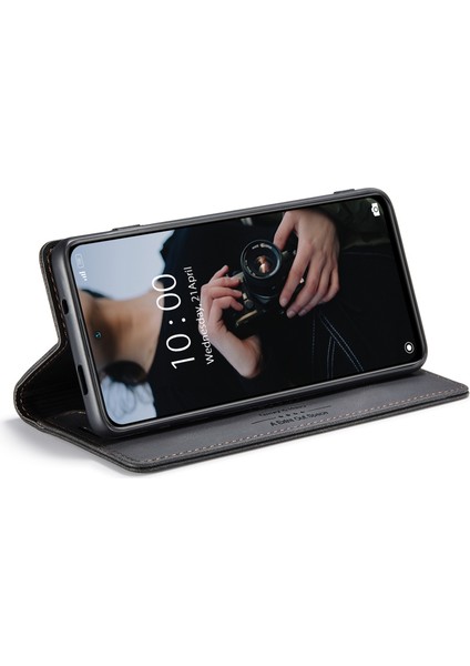 Xiaomi Poco M5S Için 4g/redmi Not 10 4g/redmi Not 10S 4g Düşme Koruması Rfıd Engelleme Manyetik Kapatma Kabuğu, Vintage Buzlu Pu Deri+Tpu Cüzdan Stand Flip Cover-Black (Yurt Dışından)