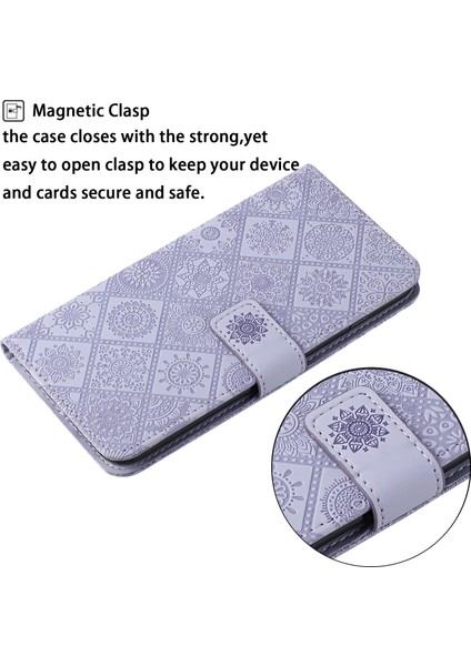 Etnik Çiçek Xiaomi Poco M3 Pro 4g/5g/redmi Note 10 5g/redmi Note 10T 5g-Spurple Için El Kayışı ile Deri Kılıf (Yurt Dışından)