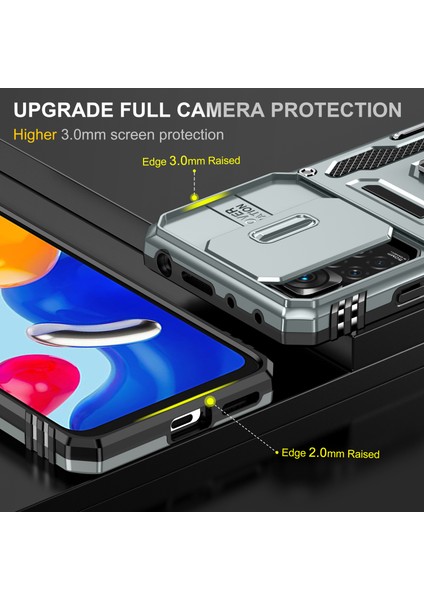 Xiaomi Redmi Için Zırh Serisi Note 12 Pro 4g/11 Pro 4g (Mediatek)/note 11 Pro 5g (Qualcomm) Slayt Kamera Koruma Kılıfı Kickstand Pc+Tpu Etkiye Dayanıklı Kapak Grey (Yurt Dışından) modelleri