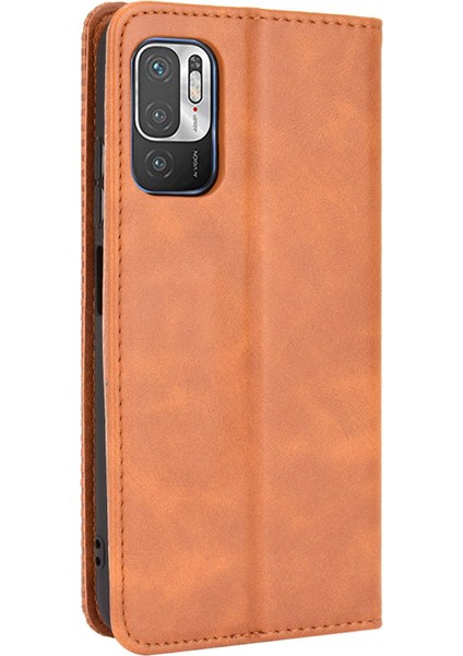 Manyetik Kapanma Vintage Stil Telefon Kılıfı Cüzdan Stand Deri Kapak Xiaomi Redmi Note 10 5g/poco M3 Pro 5g/4g-Brown (Yurt Dışından) fırsatları