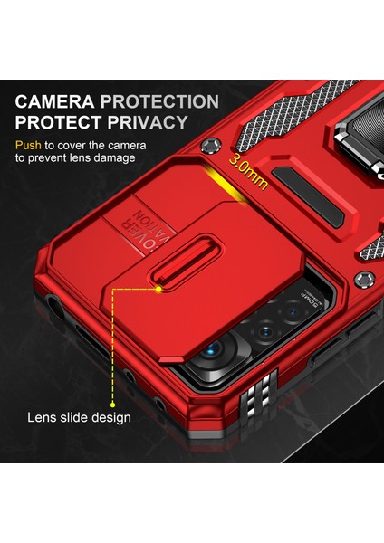 Xiaomi Redmi Için Zırh Serisi Note 12 Pro 4g/11 Pro 4g (Mediatek)/note 11 Pro 5g (Qualcomm) Slayt Kamera Koruma Kılıfı Kickstand Pc+Tpu Etkiye Dayanıklı Kapak-Kırmızı (Yurt Dışından) indirimleri