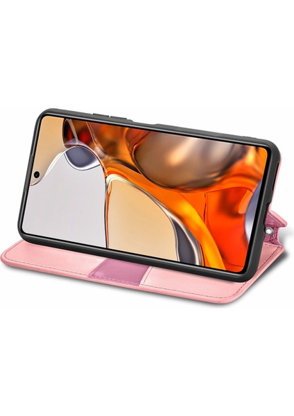 Mandala Çiçek Deseni Baskılı Manyetik Otomatik Absorbed Pu Deri Deri Cüzdan Xiaomi 11T/11T Pro-Pink Için Flip Cover (Yurt Dışından)