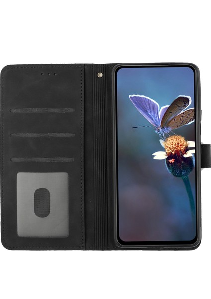 Xiaomi Mi Için Cüzdan Telefon Kılıfı 11 Lite 4g/5g/11 Lite 5g Ne, Pu Deri Çiçekler Baskılı Flip Stand Black (Yurt Dışından)