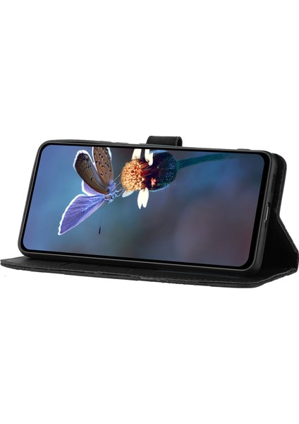 Xiaomi Mi Için Cüzdan Telefon Kılıfı 11 Lite 4g/5g/11 Lite 5g Ne, Pu Deri Çiçekler Baskılı Flip Stand Black (Yurt Dışından)
