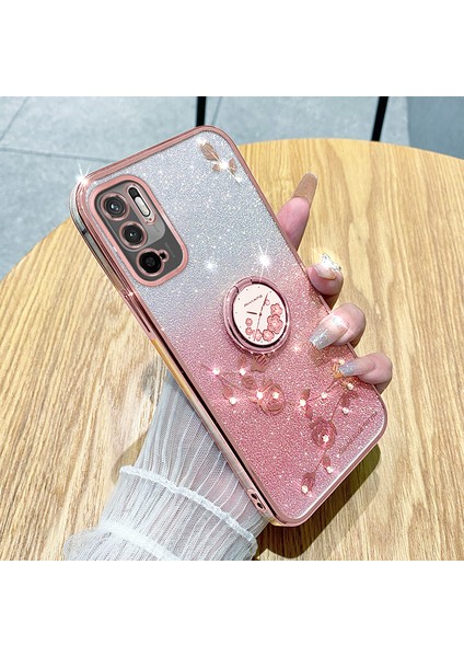 Xiaomi Redmi Için Koruyucu Kılıf Not 10 5g Kickstand Telefon Kabuğu Rhinestone Çiçek Tpu Kapak-Rose Gold (Yurt Dışından) fiyatları