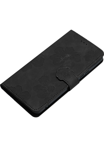 Xiaomi Mi Için Cüzdan Telefon Kılıfı 11 Lite 4g/5g/11 Lite 5g Ne, Pu Deri Çiçekler Baskılı Flip Stand Black (Yurt Dışından)