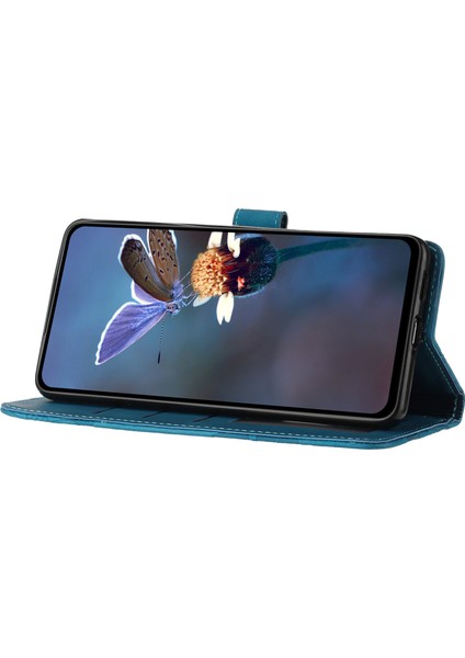 Xiaomi Mi Için Cüzdan Telefon Kılıfı 11 Lite 4g/5g/11 Lite 5g Ne, Pu Deri Çiçekler Baskılı Flip Stand Cover-Blue (Yurt Dışından)
