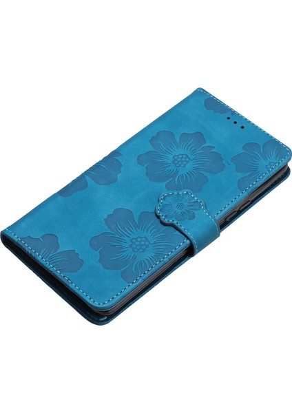 Xiaomi Mi Için Cüzdan Telefon Kılıfı 11 Lite 4g/5g/11 Lite 5g Ne, Pu Deri Çiçekler Baskılı Flip Stand Cover-Blue (Yurt Dışından)